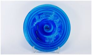Art Glass Roundel Cyan & Aquamarine In Colour. 10`` across, it features a Ying & Yang device in the
