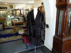 Pony Skin Coat in Dark Brown Colour. 3/4 length, fully lined.