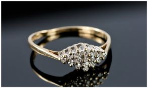 9ct Gold Diamond Cluster Ring, Fully Hallmarked, Ring Size K.