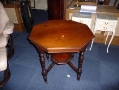 Edwardian Mahogany Octagonal Occasional Table, of two-tier form, with turned legs, united by a