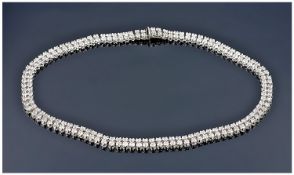 18ct White Gold Diamond Choker/Necklace, Set With Approx 10.00cts Of Round Modern Brilliant Cut