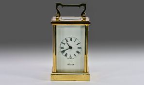 20th Century Fema English Brass 8 Day Carriage Clock, with visible escapement and jewellery
