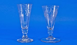 18th Century Fine Drinking Glasses. 2 in total. c.1780`s. ``Dwarf Ale Glass``, with conical bowl,