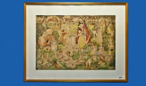 Patience Arnold 1901-1992 `Nursery Rhyme` Characters, watercolour, signed. Mounted & framed behind