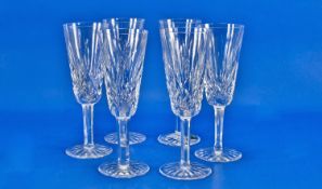 Waterford Crystal Fine Set Of Six Champagne Drinking Glasses. Never used, good condition, boxed.
