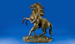 Gilded Bronze French Marley Horse, Signed to base `Custou` Circa 1900. 18.5``