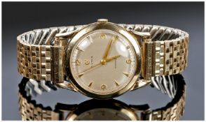 Cyma Fine Vintage 18ct Gold Manual Wind Wristwatch, Cymaflex, circa 1950, Brush silvered dial with