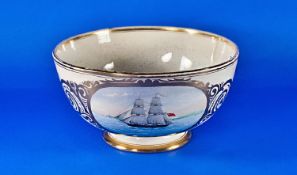 An Extremely Rare Staffordshire Pottery Punch Bowl of Nautical Interest. The Punch bowl is a