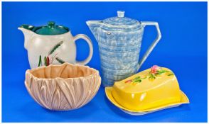 Collection of Ceramics, comprising Royal Winton butter dish, Denby teapot, Sylvac pot and a Wade
