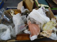 Box of Miscellaneous, comprising figures of ladies, glass vases, book ends, etc.