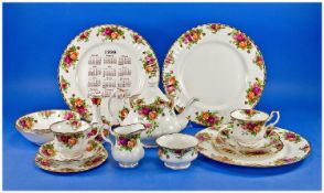 Royal Albert Old Country Roses Part Dinner Set comprising teapot, bud vase, two bowls, 2 cups and