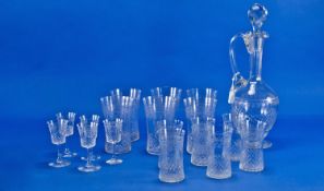 Box of Various Engraved Glasses, of various shapes and sizes, together a claret jug.