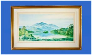 Alan Bengal Charlton Print. Landscape (1913-1981), Northumbria artist. Approximately 14.5x29.5