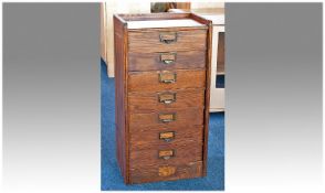 Early 20th Century Filling Chest, with name label handles, fitted with seven drawers, with through