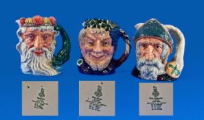 Royal Doulton Character Jugs, 3 in total. 1) ``Don Quixote``,D6455, issued 1971-1991. Height 7.25