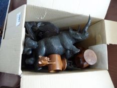 Box of African Style Wooden Carved Figures.