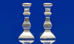 Pair of Silver Plated Candlesticks, in a contemporary style but in a stylised form of candlesticks