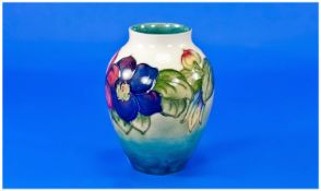 Moorcroft Vase `Clematis` design c 1950`s. Marks to base. 5 inches high.