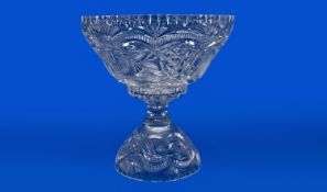 Twentieth Century Cut Glass Fruit Bowl and Pedestal Stand,the fruit bowl with diamond cut