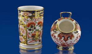 Royal Crown Derby Imari Pattern Cylindrical Vase. Circa 1870`s. 3.75`` in height plus a Royal Crown