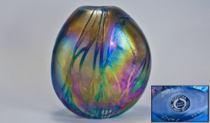 John Ditchfield Very Fine Iridescent Glass Vase with applied decoration. Signed and with Glasform