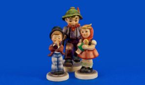 Three Various Hummel Figures comprising `Grandpa`s Boy`, young boy hiking with rucksack and stick,