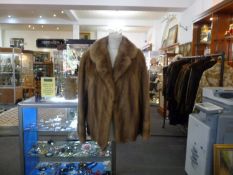 Mid Gold Blonde Mink Short Jacket, self lined collar with rounded revers, deeply scalloped hem,