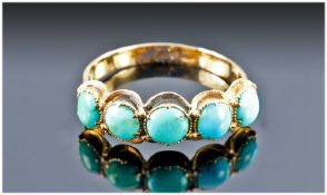 A Victorian High Carat Gold Turquoise 5 stone Ring.