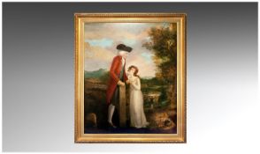 Mid Eighteenth Century Framed Oil Painting on Canvas (has been relined and cleaned). In the style