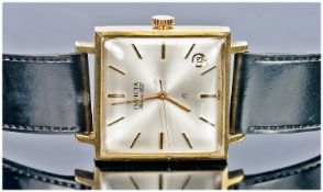 Gents Invicta Wristwatch, Square Shaped Silvered Dial, Gilt Baton Numerals And Fils Hour And Minute