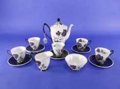 Royal Albert Bone China 20 Piece Tea Service `Masquerade` Pattern. Comprising Teapot, milk jug &