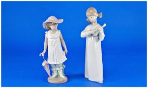 Lladro Figure, `Girl with Guitar`, model no 4871, issued 1974, measuring 7.75 inches, together with