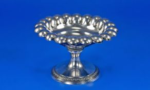 German / Austrian 19th Century Silver Pedestal Dish with fluted and lobbed borders. Silver mark to