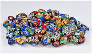 A Collection Of Venetian Multi-Coloured Trade Beads, 42 in total. Circa 1840`s. Various sizes.