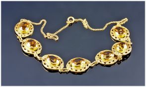 Scottish Jewellery Arts & Crafts Late 19th Century Fine 9ct Gold And Topaz Necklace. The fine