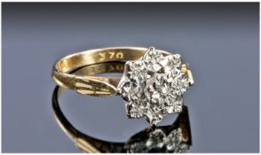 18ct Gold and Diamond Cluster Ring, illusion set. Fully hallmarked, 3.5 grams.