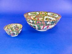 Two Canton Circular Bowls, 9 inches and 4 inches in diameter.