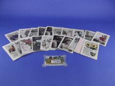 Selection of around twenty old greeting cards. Includes a 1922 machined aluminium card (very
