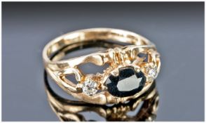 9ct Gold Sapphire Ring. Fully Hallmarked, Ring Size L.