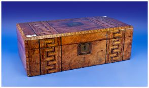 Large 19th Century Writing Slope, opening to reveal leathered writing surface to each side, the