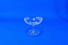 Thomas Webb Cut Glass Comport, diamond cut bowl, inverted baluster stem, star cut base, 5 inches