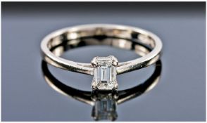 18ct White Gold Diamond Solitaire Ring, Set With A Emerald Cut Diamond, Comes Complete With IGI