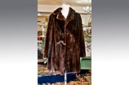 Sable Brown Long Jacket, luxurious skins, Peter Pan collar with revers, slit pockets, clip hook and