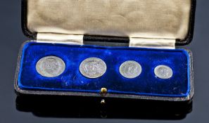 1906 Maundy Money Four Piece Coin Set. Fitted Silk Lined Case.