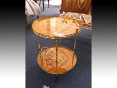 Italian Drinks Trolley, of two tier form, the lower tier with bottle placements, both tiers inlaid,