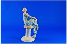 Royal Doulton Art Deco Lady Figure Reflections Flirtation, HN 3071, issued 1987. Height 10 inches.