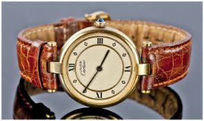 Ladies Must De Cartier Vermeil Wristwatch, Quartz Movement, Cream Dial With Roman Numerals At The