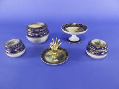 Noritake Fine Hand Painted Ladies Five Piece Dressing Table Set. Handpainted with images of swans