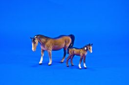 Beswick Horse and Foal (2) figures. 4 and 3 inches in height.