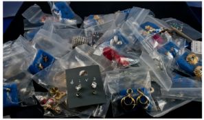 Bag of Costume Jewellery, mainly pairs of pierced and clip-on earrings